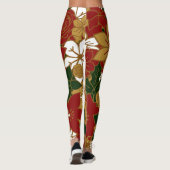 Festive Poinsettia Christmas Floral Leggings (Achterkant)