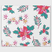 Festive Poinsettia Holiday Cadeaupapier (Vlak)