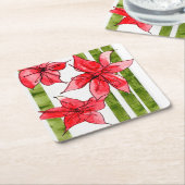 Festive Poinsettia Holiday Coaster Kartonnen Onderzetters (Schuin)