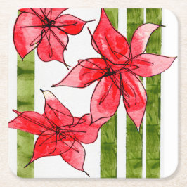 Festive Poinsettia Holiday Coaster Kartonnen Onderzetters