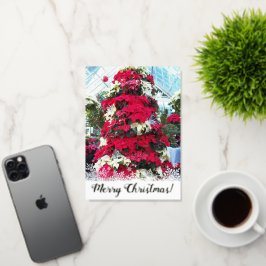 Festive Poinsettia-kerstboom Folie Feestdagenkaart