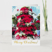 Festive Poinsettia-kerstboom Folie Feestdagenkaart (Voorkant)
