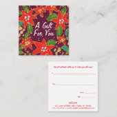 Festive Poinsettia-kerstcadeaubon Vierkante Visitekaartje