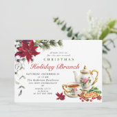 Festive Poinsettia Kerstfeestdag tak Kaart (Staand voorkant)