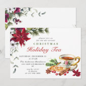 Festive Poinsettia Kerstfeestdag Tea Kaart (Voorkant / Achterkant)