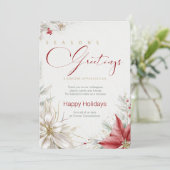 Festive Poinsettias Business Seasons Greetings  Kaart (Staand voorkant)