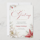 Festive Poinsettias Business Seasons Greetings  Kaart (Voorkant)