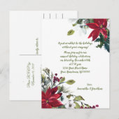 Festive Poinsettias Holly Berries kerstfeest Uitnodiging Briefkaart (Voorkant / Achterkant)
