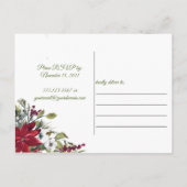 Festive Poinsettias Holly Berries kerstfeest Uitnodiging Briefkaart (Achterkant)