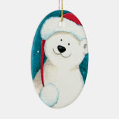 Festive Polar Beer in een Santa Hat Keramisch Ornament (Rechts)