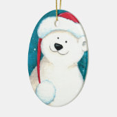 Festive Polar Beer in een Santa Hat Keramisch Ornament (Links)