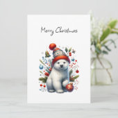 Festive Polar Cub Feestdagenkaart (Staand voorkant)