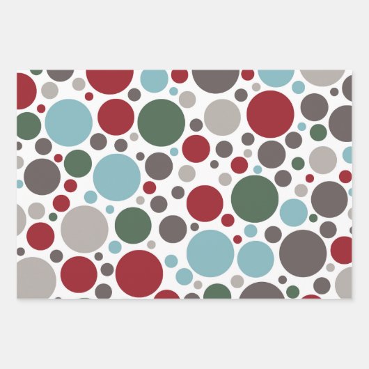 Festive Polka Dot Selection Kerstmis Inpakpapier Vel (Voorkant)