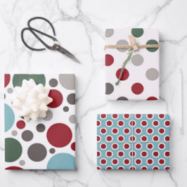 Festive Polka Dot Selection Kerstmis Inpakpapier Vel