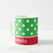 Festive Polka Dots Custom kerstmonogram Name Koffiemok (Voorkant links)