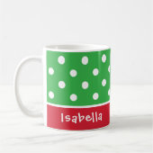 Festive Polka Dots Custom kerstmonogram Name Koffiemok (Links)