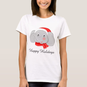 Festive Prettige feestdagen olifant voegt bericht T-shirt