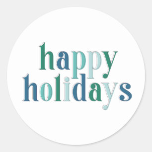 Festive Prettige feestdagen typografie Blauw ontwe Ronde Sticker