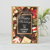 Festive Prettige feestdagen Xmas Gold Glitter Feestdagenkaart (Staand voorkant)