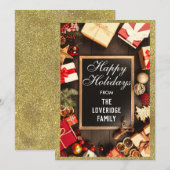 Festive Prettige feestdagen Xmas Gold Glitter Feestdagenkaart (Voorkant / Achterkant)