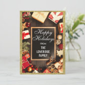 Festive Prettige feestdagen Xmas Gold Glitter Feestdagenkaart (Staand voorkant)