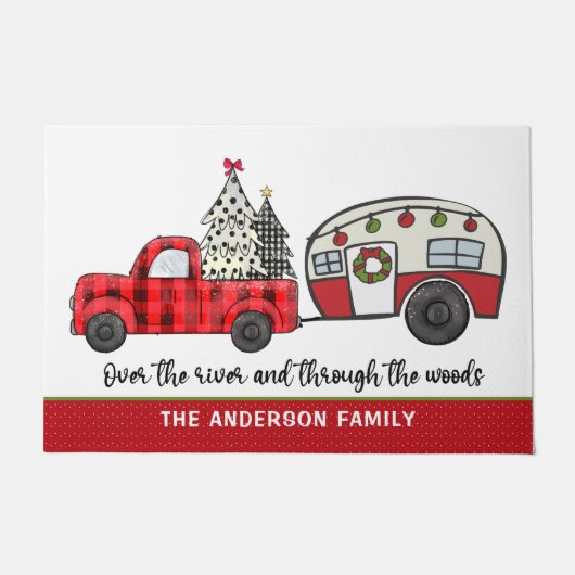 Festive Pset Caravan, Feestdagen voor kerstmis Deurmat (Voorkant)