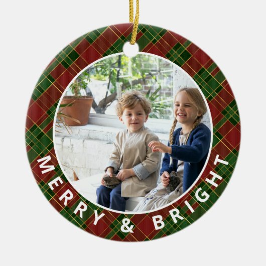 Festive Pset Merry & Bright Photo Keepomwille Keramisch Ornament (Voorkant)