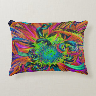 Festive Psychedelic Colorful Dahlia Flower Petals Accent Kussen