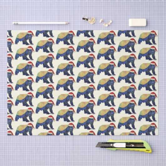 Festive Psychedelic Honey Badger kerstass Tissuepapier (Craft)