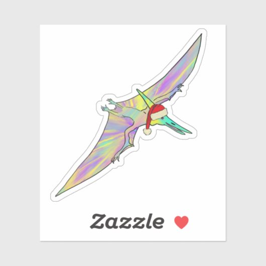 Festive Pterodactyl kleurrijke kerstdinosaurus Sticker (Vel)