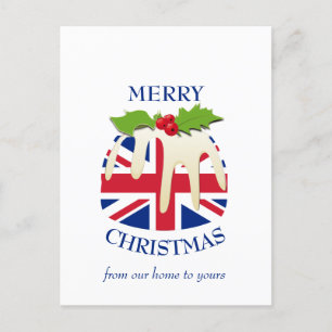 Festive Pudding BRITISH UNION JACK Kerstmis Briefkaart