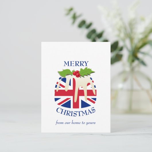 Festive Pudding BRITISH UNION JACK Kerstmis Briefkaart (Staand voorkant)
