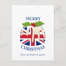 Festive Pudding BRITISH UNION JACK Kerstmis Briefkaart