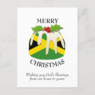 Festive Pudding JAMAICA FLAG kerstBriefkaart Briefkaart