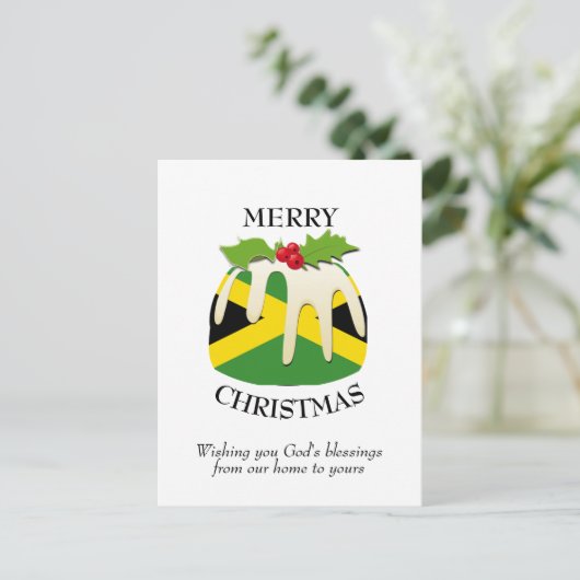 Festive Pudding JAMAICA FLAG kerstBriefkaart Briefkaart (Staand voorkant)