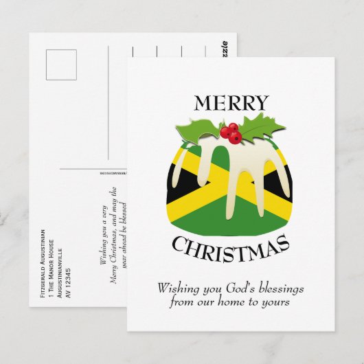 Festive Pudding JAMAICA FLAG kerstBriefkaart Briefkaart (Voorkant / Achterkant)