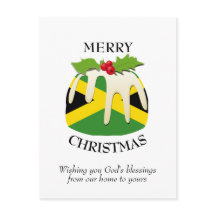 Festive Pudding JAMAICA FLAG kerstBriefkaart