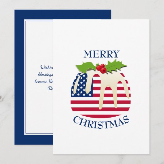Festive Pudding with | AMERIKAANSE VLAG | Kerstmis Feestdagenkaart (Voorkant / Achterkant)