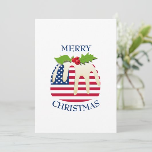 Festive Pudding with | AMERIKAANSE VLAG | Kerstmis Feestdagenkaart (Staand voorkant)
