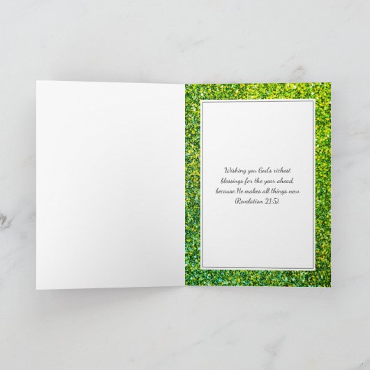 Festive Pudding with Green | GLITTER | Kerstmis Feestdagen Kaart (Binnen)