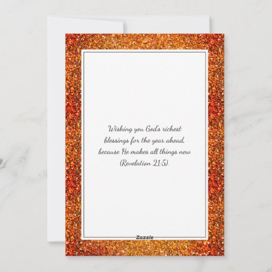 Festive Pudding with Oranje GLITTER Kerstmis Feestdagenkaart (Achterkant)