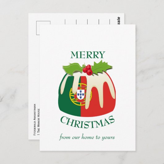 Festive Pudding with PORTUGAL FLAG Kerstmis Briefkaart (Voorkant / Achterkant)