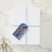 Festive Puffins kerstcadeau Cadeaulabel (Met Touw)