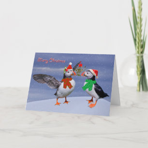 Festive Puffins-kerstkaart Feestdagen Kaart