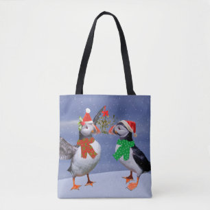 Festive Puffins over de printpagina Tote Bag