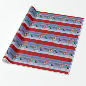 Festive Puffins Wrapping Paper - Kerstmis Cadeaupapier (Uitgerold)