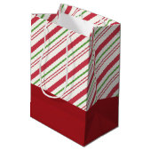 Festive Pug in Red Santa Hat met kerstlicht Medium Cadeauzakje (Achterkant Gekanteld)