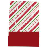 Festive Pug in Red Santa Hat met kerstlicht Medium Cadeauzakje (Achterkant)