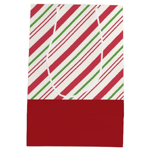 Festive Pug in Red Santa Hat met kerstlicht Medium Cadeauzakje (Achterkant)