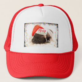 Festive Pug in Red Santa Hat met kerstlicht Trucker Pet